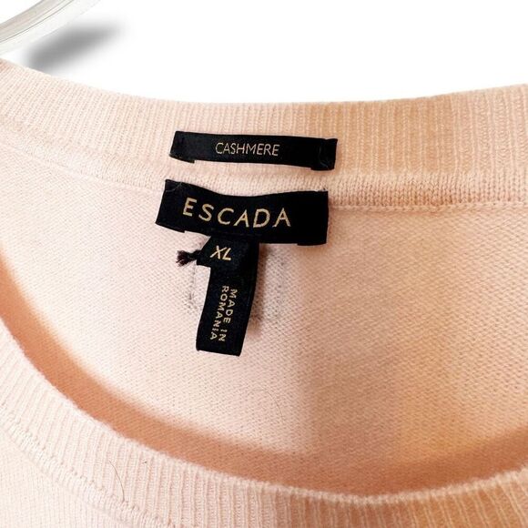 Escada Cashmere Wool Sleeveless Sweater Top Neutral Light Pink Women’s Size XL - Picture 3 of 8